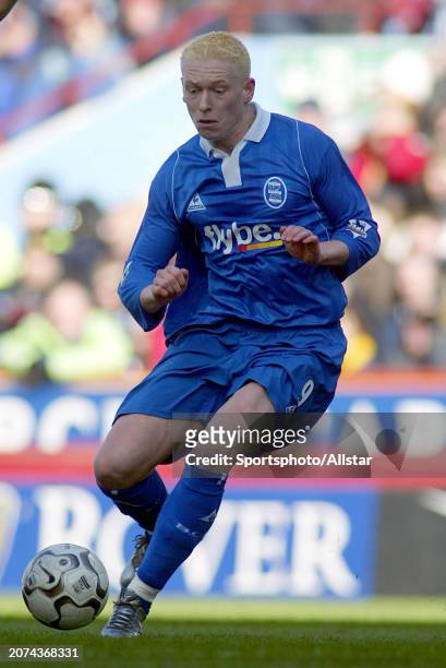 February 22: Mikael Forssell of Birmingham City on the ball during the Premier League match between Aston Villa and Birmingham City at Villa Park on...