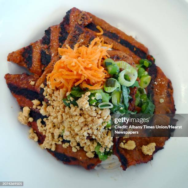 The Bun Vermicelli,noodle dish, with grilled sliced beef at Pho Yum restaurant in Colonie, NY Tuesday March 13, 2012