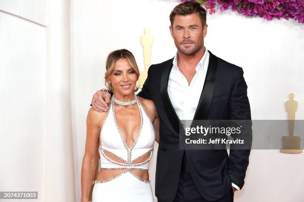 Elsa Pataky and Chris Hemsworth attend the 96th Annual Academy Awards at Dolby Theatre on March 10, 2024 in Hollywood, California.