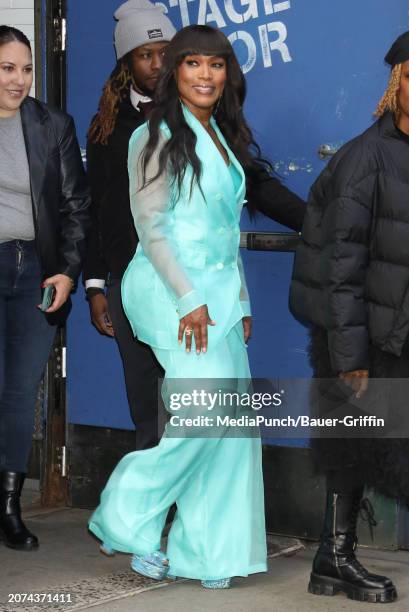Angela Bassett is seen at the "Good Morning America" show on March 13, 2024 in New York City.