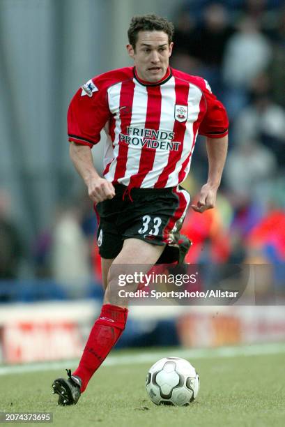 February 28: Paul Telfer of Southampton on the ball during the Premier League match between Blackburn Rovers and Southampton at Ewood Park on...