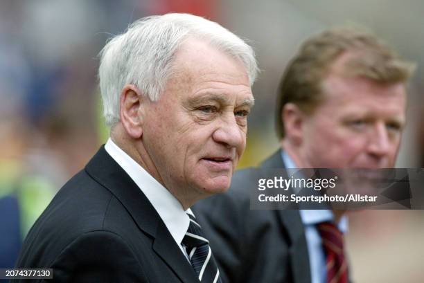 February 21: Sir Bobby Robson Manager of Newcastle United before the Premier League match between Newcastle United and Middlesbrough at St James'...