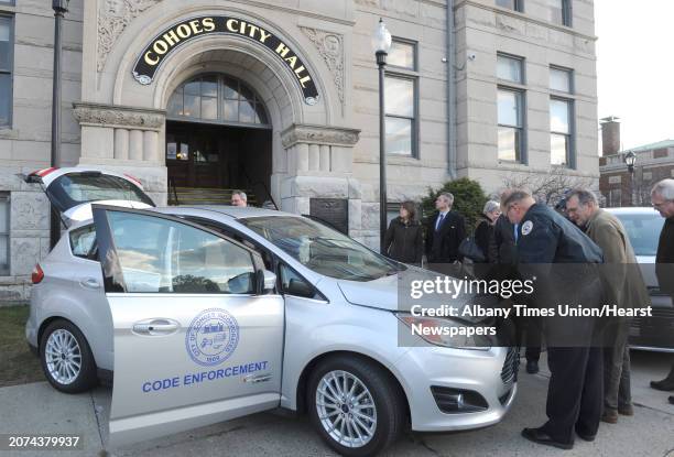 Cohoes Mayor George Primeau proudly announced the acquisition of 2 Ford C-Max Electric Cars to be assigned to code enforcement on Friday Nov. 21,...