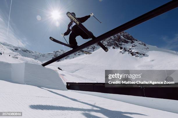 Andreas Herranz of Team France competes during the FIS Freeski World Cup Men's and Women's Slopestyle Qualification on March 13, 2024 in Tignes,...