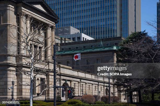 View of the headquarters of the Bank of Japan in Tokyo. On March 19 the Bank of Japan will announced its fiscal policies for the new fiscal year 2024...