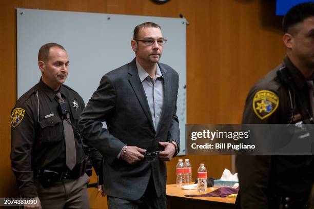 James Crumbley, father of Oxford High School school shooter Ethan Crumbley, exits the courtroom while the jury begins their deliberations during his...