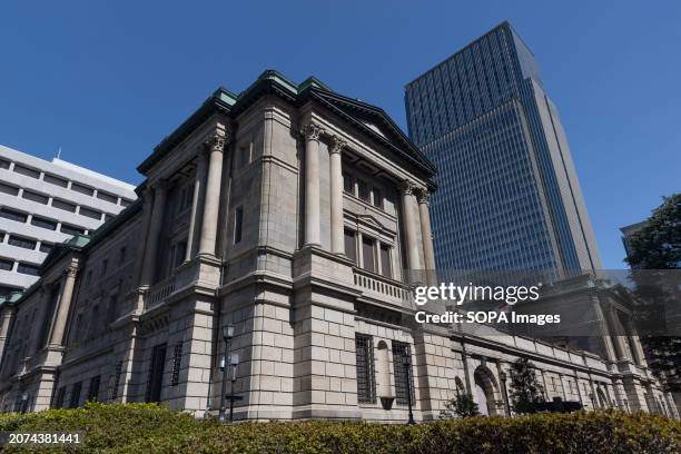 View of the headquarters of the Bank of Japan in Tokyo. On March 19 the Bank of Japan will announced its fiscal policies for the new fiscal year 2024...