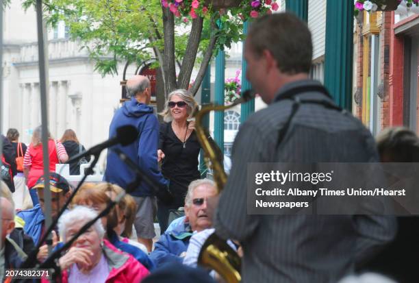 Saxophonist Cliff Lyons with Colleen Pratt and Friends takes a solo during this years Jazz on Jay kick off on Thursday June 4, 2015 in Schenectady ,...