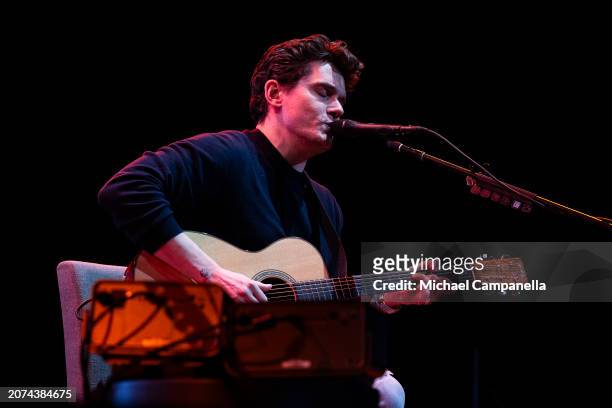 John Mayer performs in concert during his "SOLO" tour at Tele2 Arena on March 13, 2024 in Stockholm, Sweden.