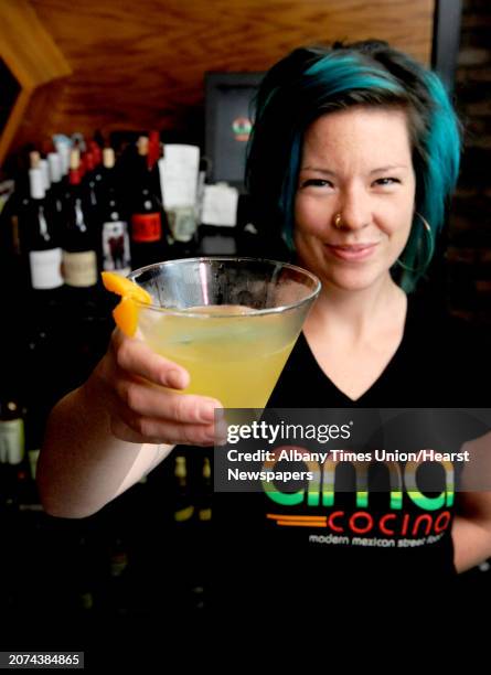 Bartender Amanda Houghtaling with her La Remolacha coctail at Ama Cocina on Thursday Oct. 22, 2015 in Albany, N.Y.