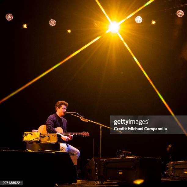 John Mayer performs in concert during his "SOLO" tour at Tele2 Arena on March 13, 2024 in Stockholm, Sweden.