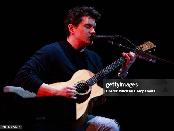 John Mayer performs in concert during his "SOLO" tour at Tele2 Arena on March 13, 2024 in Stockholm, Sweden.