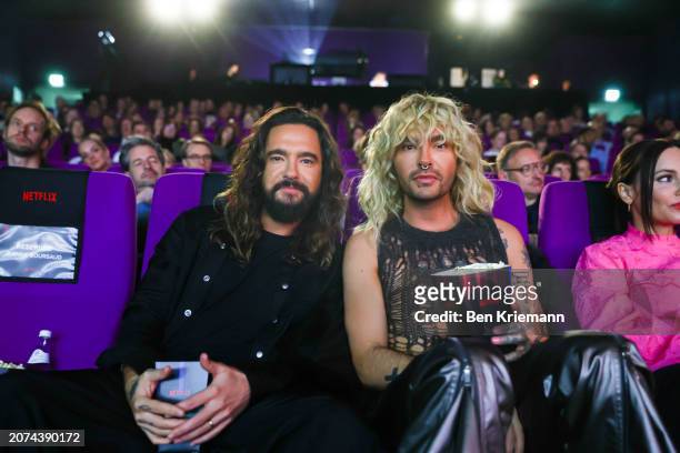 Tom Kaulitz and Bill Kaulitz attend the Next on Netflix event at Kosmos on March 13, 2024 in Berlin, Germany.