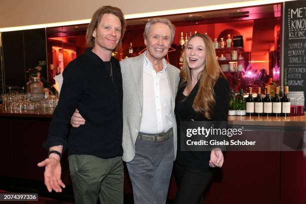 Mike Kraus, Peter Kraus and Mona Karl, daughter of Gaby Kraus and granddaughter of him and Inge Kraus, during the Lisa Film premiere of "Peter Kraus...