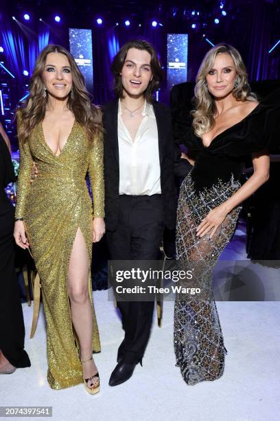 Elizabeth Hurley, Damian Hurley, and Heidi Klum attend the Elton John AIDS Foundation's 32nd Annual Academy Awards Viewing Party on March 10, 2024 in...