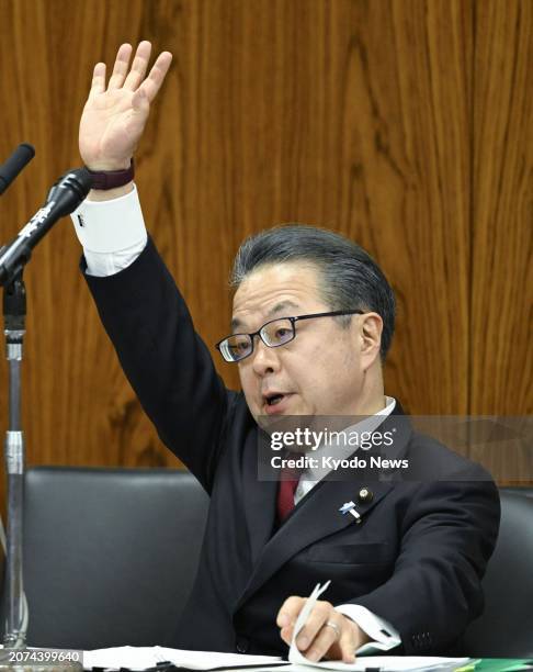 Hiroshige Seko, former Liberal Democratic Party secretary general in the House of Councillors, attends a session of the upper house ethics committee...