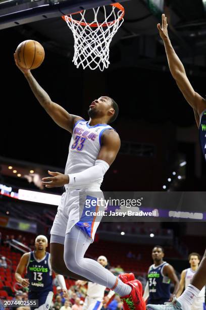Williams of the Oklahoma City Blue shoots the ball against the Iowa Wolves during an NBA G-League game on March 13, 2024 at the Wells Fargo Arena in...