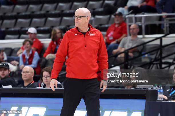 Western Kentucky Lady Toppers head coach Greg Collins during the quarterfinal game of the 2024 Conference USA Women's Basketball Championship between...