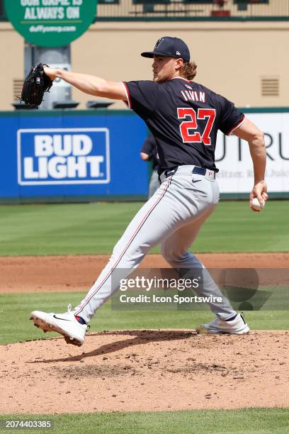 Washington Nationals pitcher Jake Irvin pitches against the Miami Marlins on March 13 at Roger Dean Chevrolet Stadium in Jupiter, Florida.