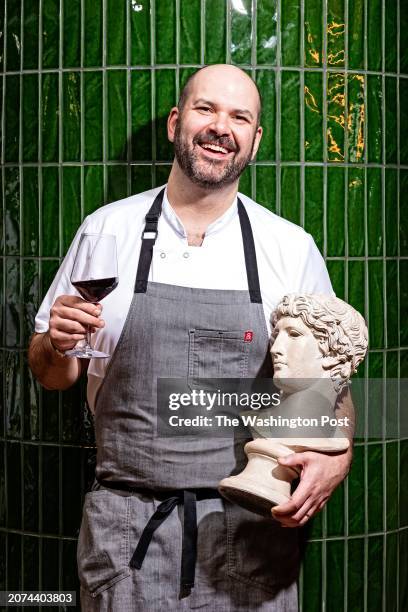 Chef Mike Friedman at his restaurant, Aventino, photographed March 9, 2024 in Bethesda, MD.