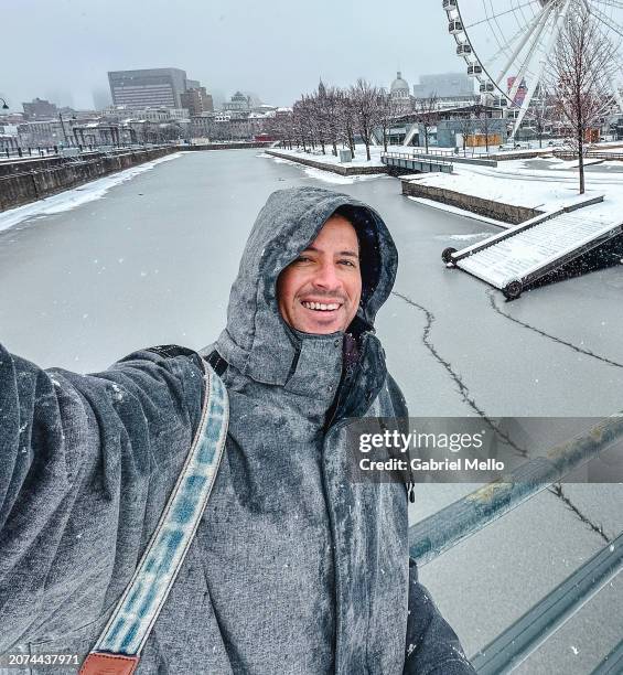 selfie of man at vieux montreal - vieux stock pictures, royalty-free photos & images