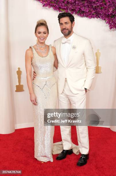 Emily Blunt and John Krasinski attend the 96th Annual Academy Awards at Dolby Theatre on March 10, 2024 in Hollywood, California.