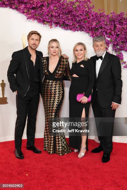 Ryan Gosling, Mandi Gosling, Donna Gosling, and Valerio Attanasio attend the 96th Annual Academy Awards at Dolby Theatre on March 10, 2024 in...