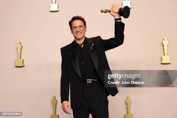 Robert Downey Jr., winner of the Best Actor in a Supporting Role award for “Oppenheimer”, poses in the press room during the 96th Annual Academy...