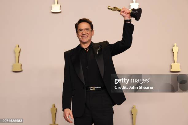 Robert Downey Jr., winner of the Best Actor in a Supporting Role award for “Oppenheimer”, poses in the press room during the 96th Annual Academy...