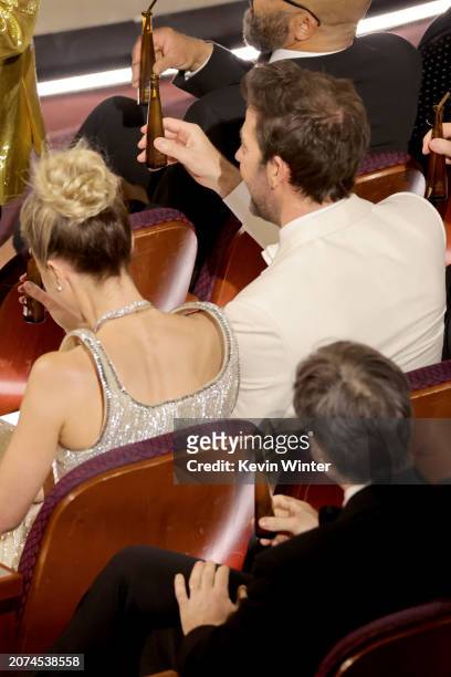 Emily Blunt and John Krasinski in the audience during the 96th Annual Academy Awards at Dolby Theatre on March 10, 2024 in Hollywood, California.