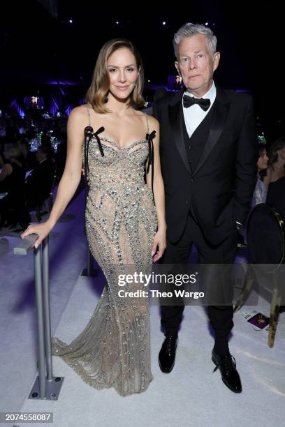 Katharine McPhee and David Foster attend the Elton John AIDS Foundation's 32nd Annual Academy Awards Viewing Party on March 10, 2024 in West...