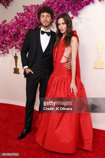 Juanpa Zurita and Macarena Achaga attend the 96th Annual Academy Awards on March 10, 2024 in Hollywood, California.