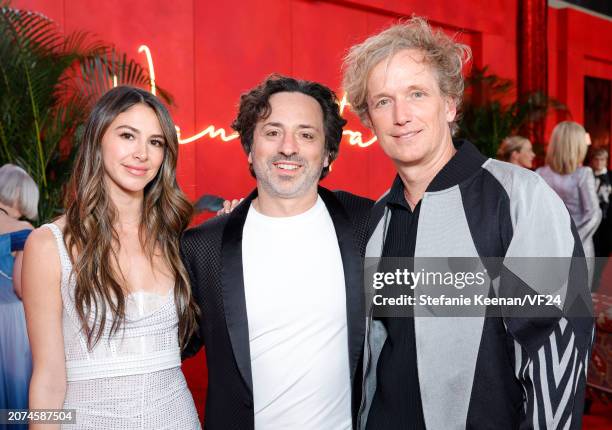 Gerelyn Soto, Sergey Brin, and Yves Béhar attend the 2024 Vanity Fair Oscar Party Hosted By Radhika Jones at Wallis Annenberg Center for the...