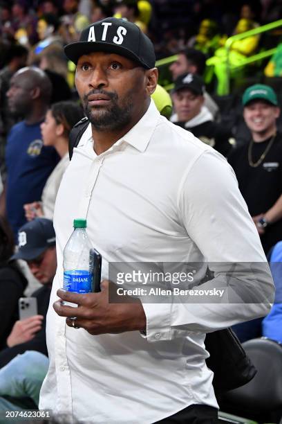 Metta Sandiford-Artest attends a basketball game between the Los Angeles Lakers and the Minnesota Timberwolves at Crypto.com Arena on March 10, 2024...