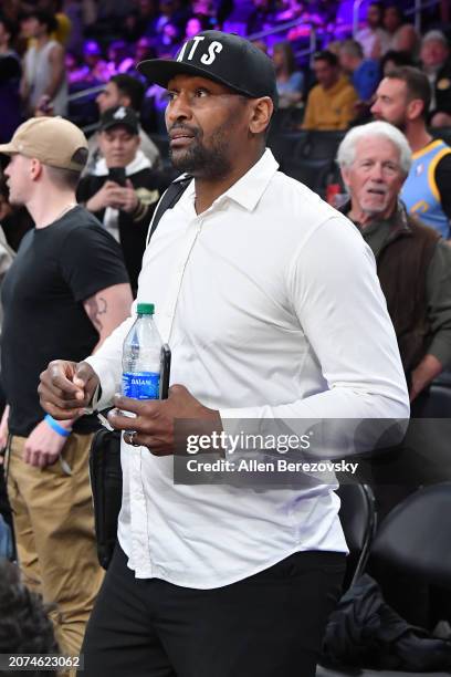 Metta Sandiford-Artest attends a basketball game between the Los Angeles Lakers and the Minnesota Timberwolves at Crypto.com Arena on March 10, 2024...