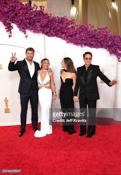 Chris Hemsworth, Elsa Pataky, Susan Downey and Robert Downey Jr. Attend the 96th Annual Academy Awards at Dolby Theatre on March 10, 2024 in...