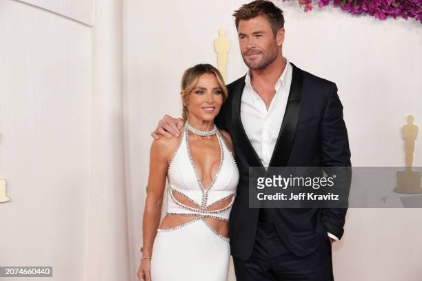 Elsa Pataky and Chris Hemsworth attend the 96th Annual Academy Awards at Dolby Theatre on March 10, 2024 in Hollywood, California.