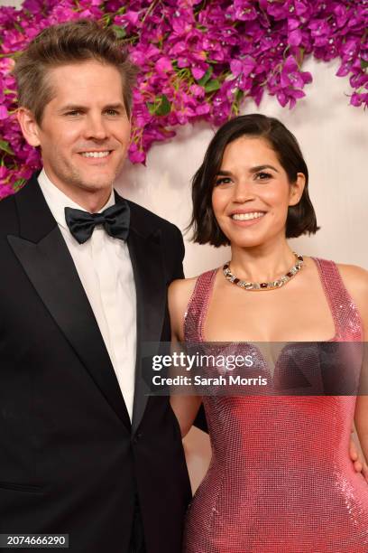 Ryan Piers Williams and America Ferrera attend the 96th Annual Academy Awards on March 10, 2024 in Hollywood, California.