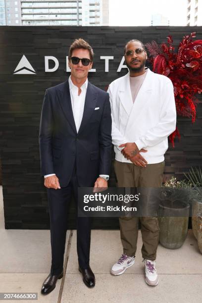 Tom Brady and Carmelo Anthony attend the Delta Air Lines Dinner at SXSW on March 10, 2024 in Austin, Texas.