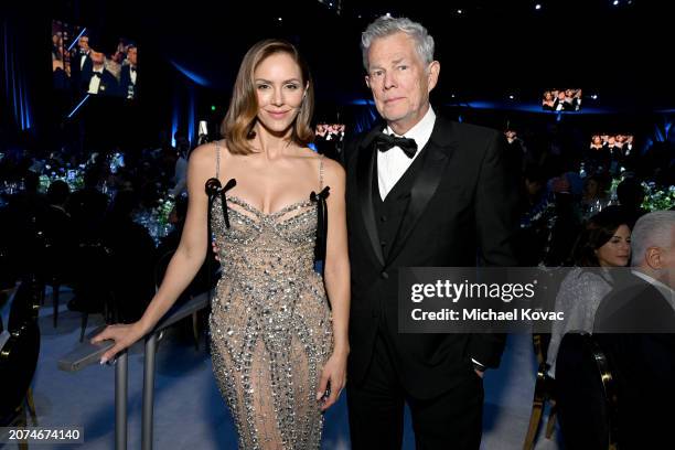 Katharine McPhee and David Foster attend the Elton John AIDS Foundation's 32nd Annual Academy Awards Viewing Party on March 10, 2024 in West...