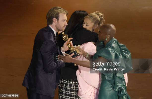 Finneas O'Connell and Billie Eilish accept the Best Original Song award for 'What Was I Made For?' from "Barbie" from Ariana Grande and Cynthia Erivo...