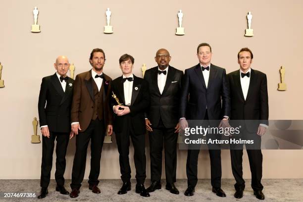 Ben Kingsley, Matthew McConaughey, Cillian Murphy, winner of the Best Actor in a Leading Role award for “Oppenheimer”, Forest Whitaker, Brendan...
