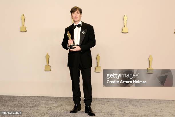 Cillian Murphy, winner of the Best Actor in a Leading Role for “Oppenheimer”, poses in the press room during the 96th Annual Academy Awards at...
