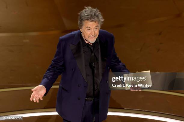 Al Pacino speaks onstage during the 96th Annual Academy Awards at Dolby Theatre on March 10, 2024 in Hollywood, California.