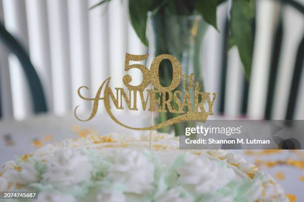 50th anniversary cake - birthday candle number stock pictures, royalty-free photos & images