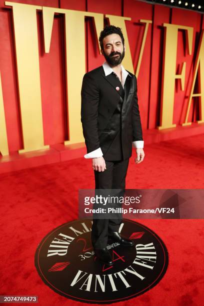 Morgan Spector attends the 2024 Vanity Fair Oscar Party Hosted By Radhika Jones at Wallis Annenberg Center for the Performing Arts on March 10, 2024...