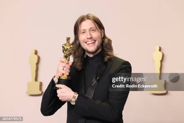 Ludwig Göransson, winner of the Best Original Score award for 'Oppenheimer,' poses in the press room during the 96th Annual Academy Awards at Ovation...