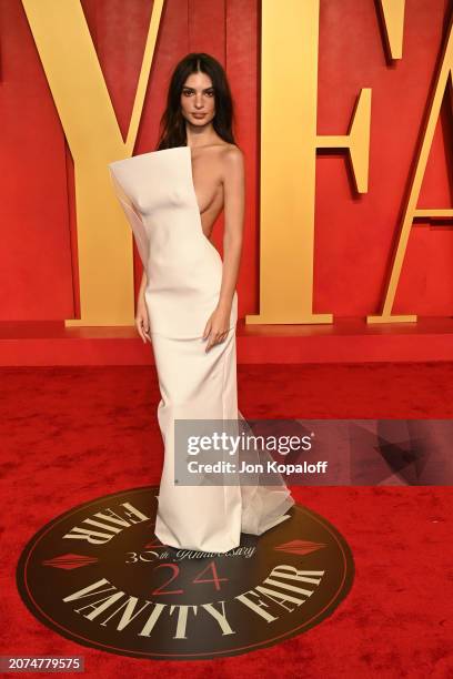 Emily Ratajkowski attends the 2024 Vanity Fair Oscar Party Hosted By Radhika Jones at Wallis Annenberg Center for the Performing Arts on March 10,...