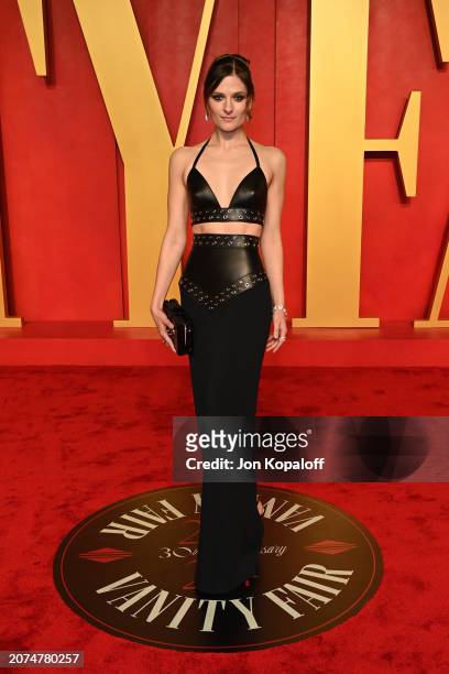 Louisa Jacobson attends the 2024 Vanity Fair Oscar Party Hosted By Radhika Jones at Wallis Annenberg Center for the Performing Arts on March 10, 2024...