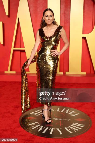 Minnie Driver attends the 2024 Vanity Fair Oscar Party Hosted By Radhika Jones at Wallis Annenberg Center for the Performing Arts on March 10, 2024...